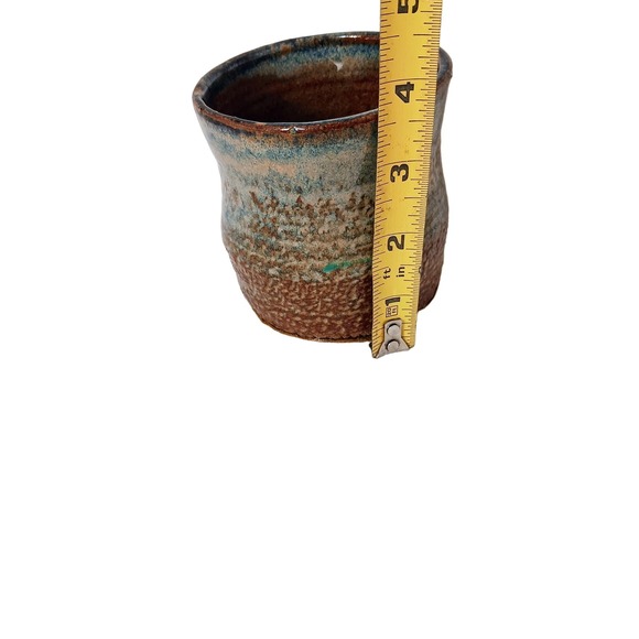 Vintage Art Pottery Office Desk Pencil Holder Tropical Turquise Earthy Glazed - Picture 9 of 10